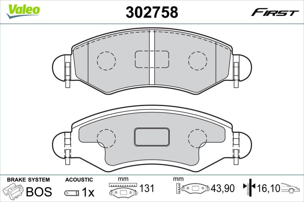Jogo de 4 pastilhas de travão VALEO ref. 302758